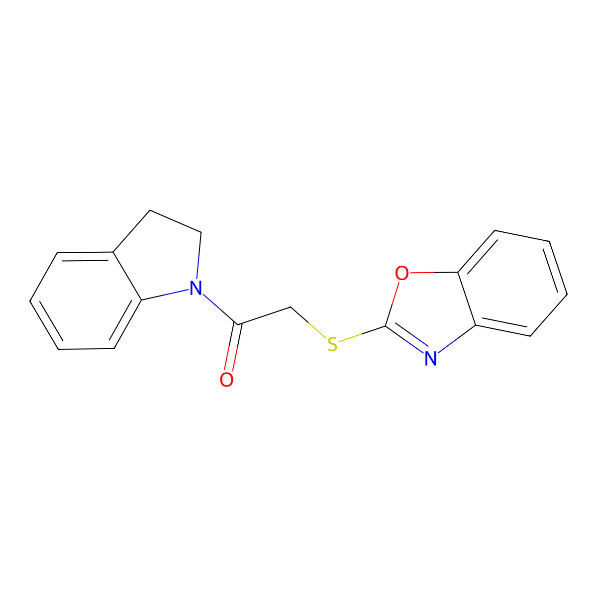 2-(1,3-Benzoxazol-2-ylsulfanyl)-1-(2,3-dihydroindol-1-yl)ethanone molecular structure, CAS 356086-52-7
