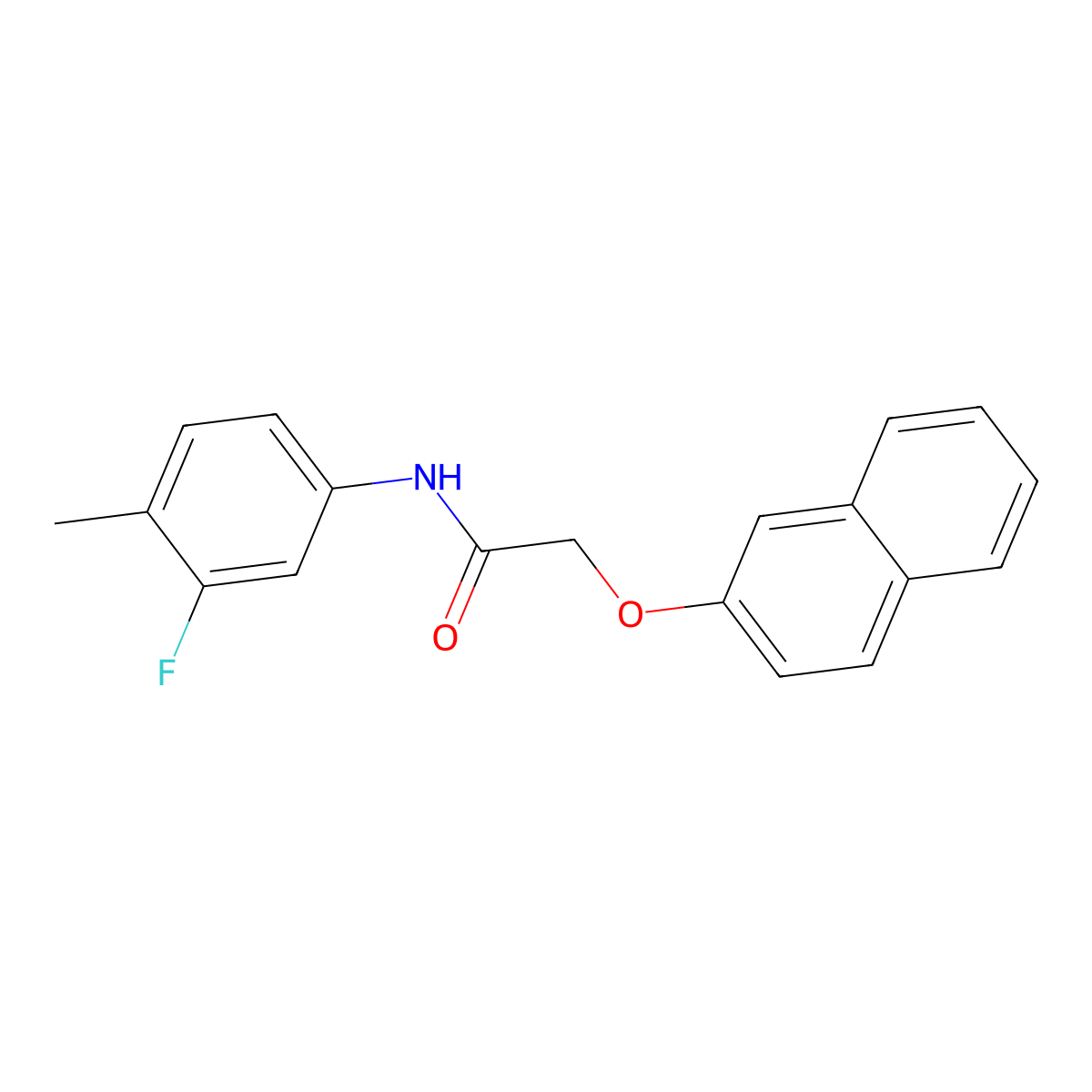 N-(3-fluoro-4-methylphenyl)-2-(2-naphthyloxy)acetamide molecular structure, CAS 356086-55-0