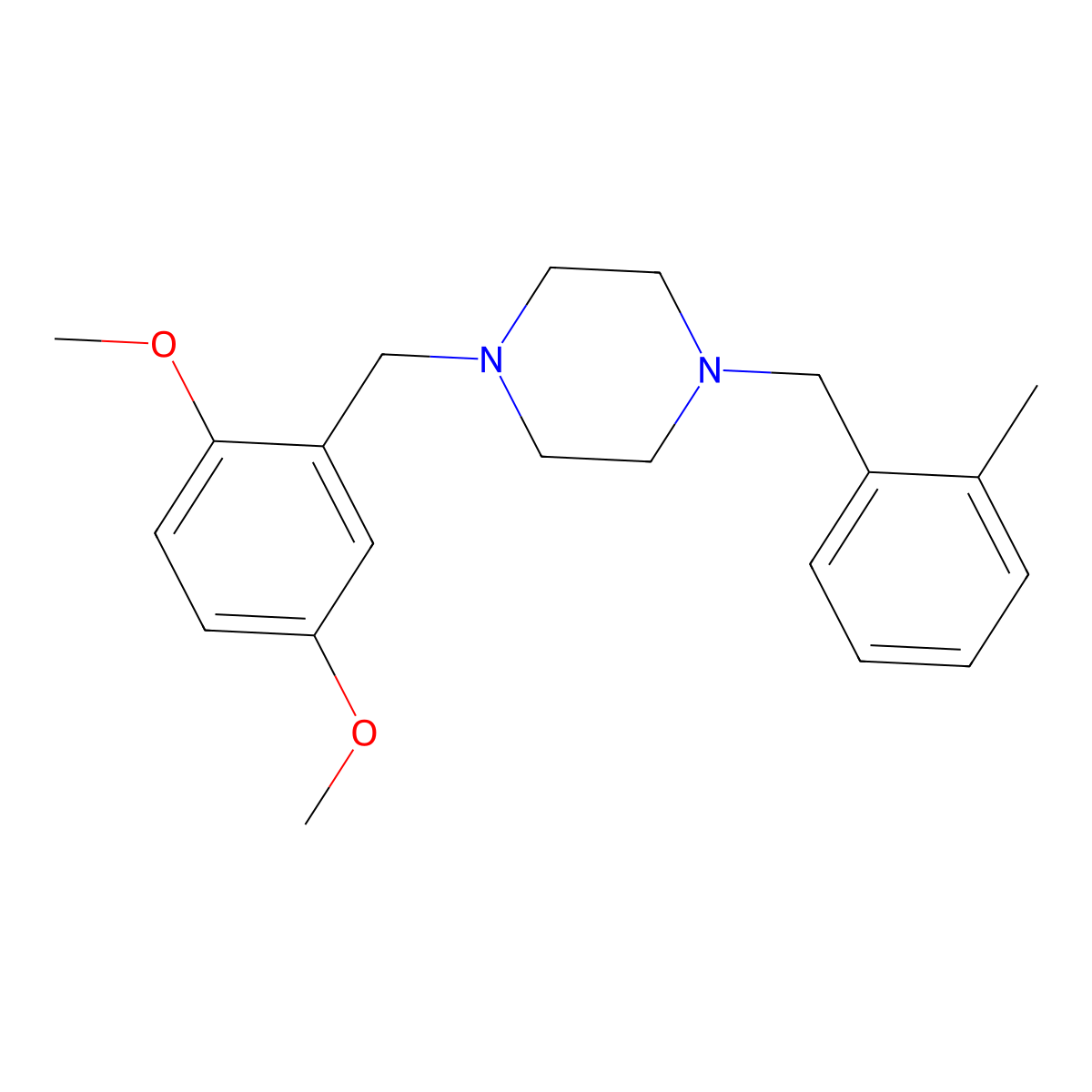 1-[(2,5-Dimethoxyphenyl)methyl]-4-[(2-methylphenyl)methyl]piperazine molecular structure, CAS 356086-57-2