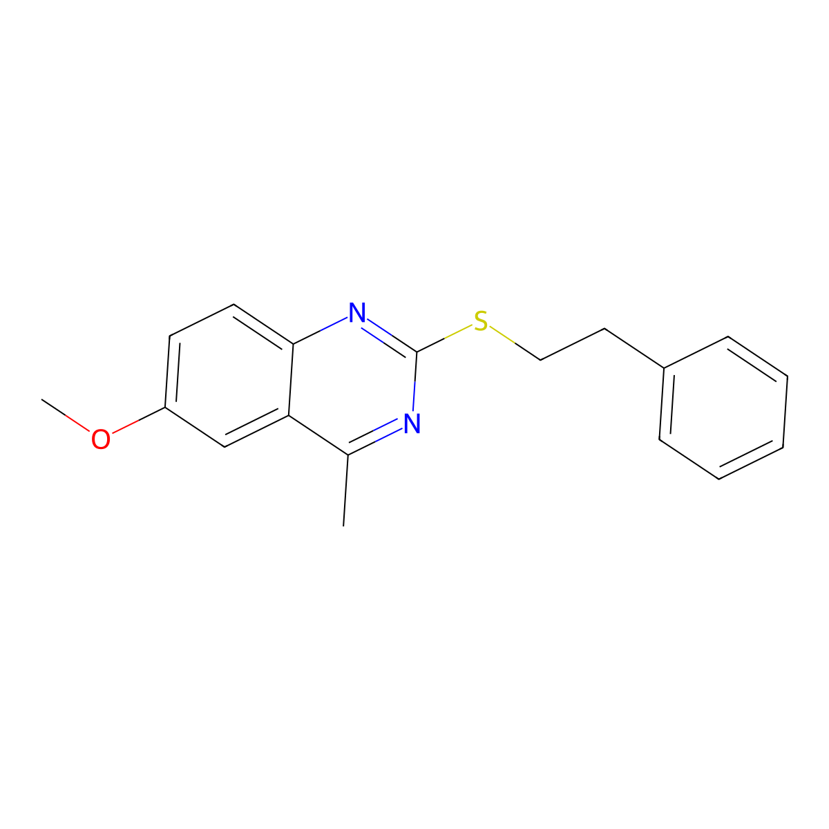 6-Methoxy-4-methyl-2-[(2-phenylethyl)sulfanyl]quinazoline molecular structure, CAS 356086-62-9