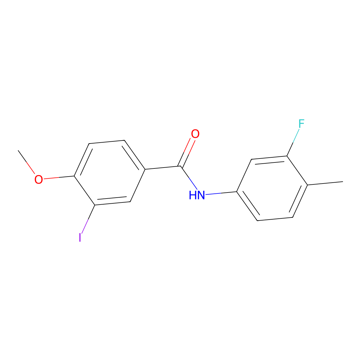 N-(3-fluoro-4-methylphenyl)-3-iodo-4-methoxybenzamide molecular structure, CAS 356086-66-3
