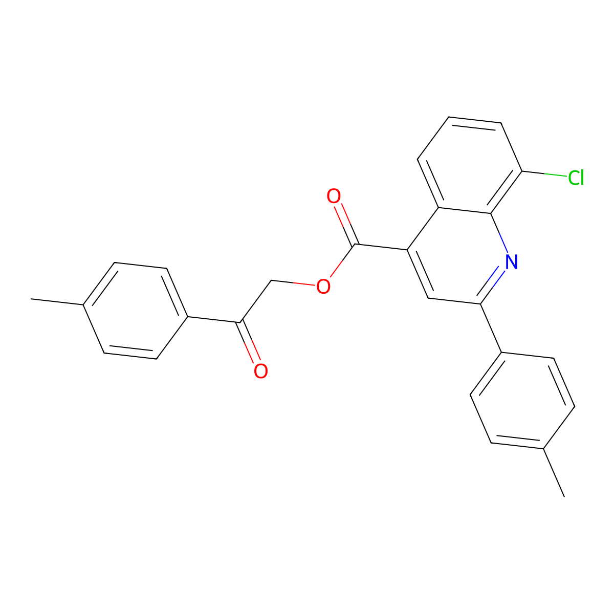 2-(4-Methylphenyl)-2-oxoethyl 8-chloro-2-(4-methylphenyl)-4-quinolinecarboxylate molecular structure, CAS 356086-70-9