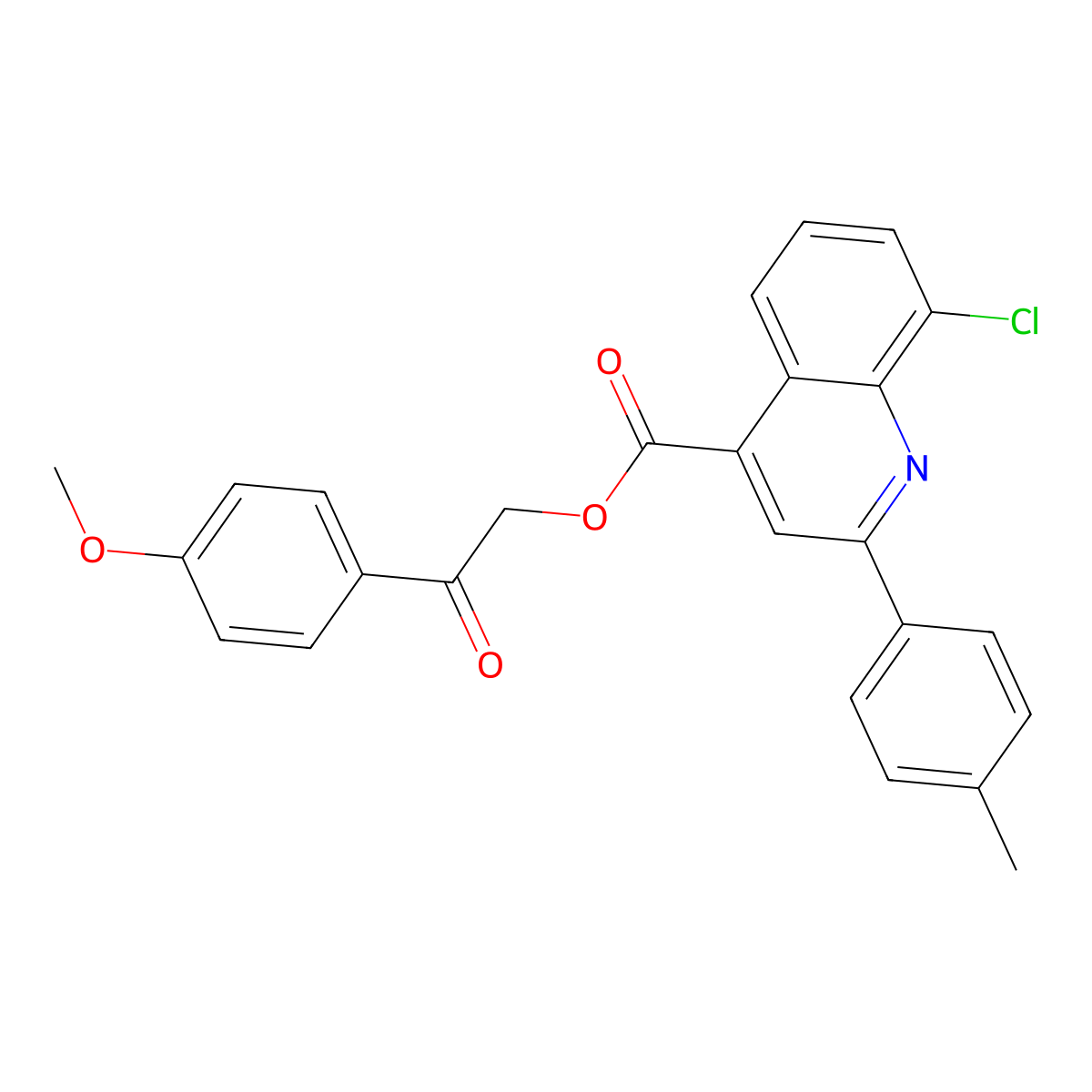 2-(4-Methoxyphenyl)-2-oxoethyl 8-chloro-2-(4-methylphenyl)-4-quinolinecarboxylate molecular structure, CAS 356086-73-2