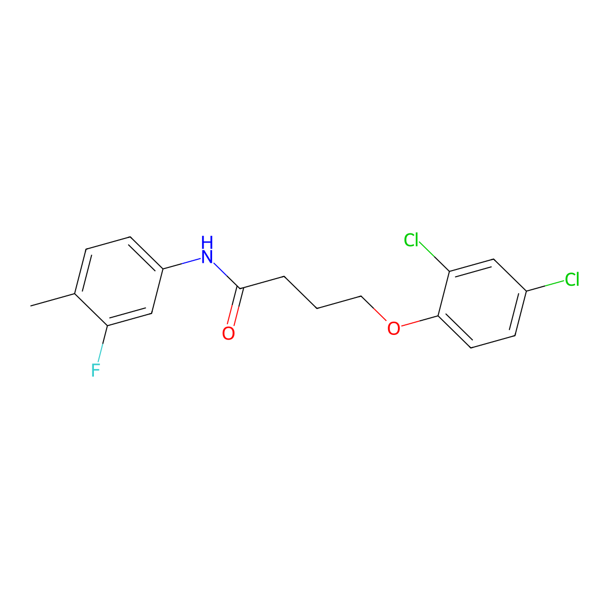 4-(2,4-dichlorophenoxy)-N-(3-fluoro-4-methylphenyl)butanamide molecular structure, CAS 356086-77-6