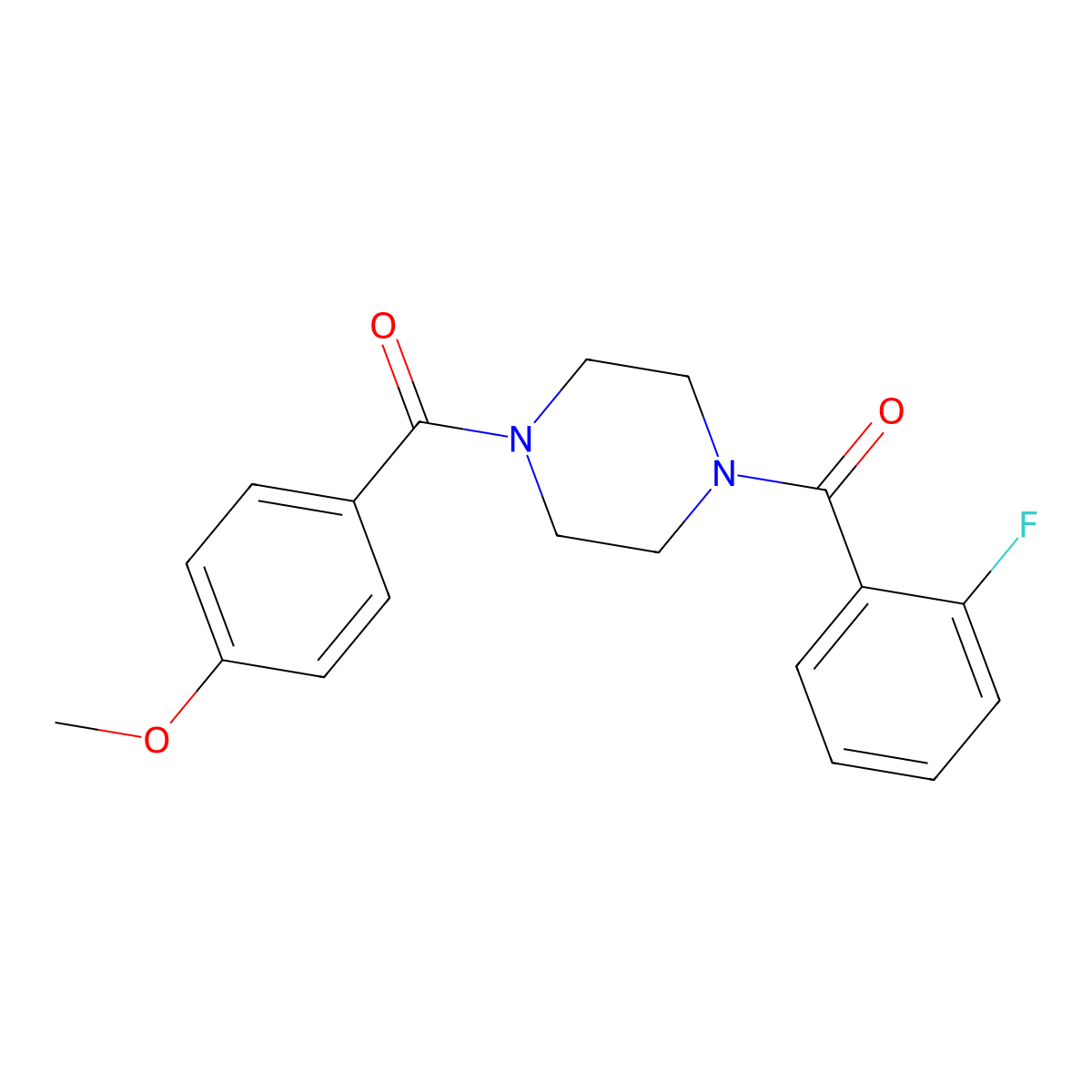 1-(2-Fluorobenzoyl)-4-(4-methoxybenzoyl)piperazine molecular structure, CAS 356088-38-5