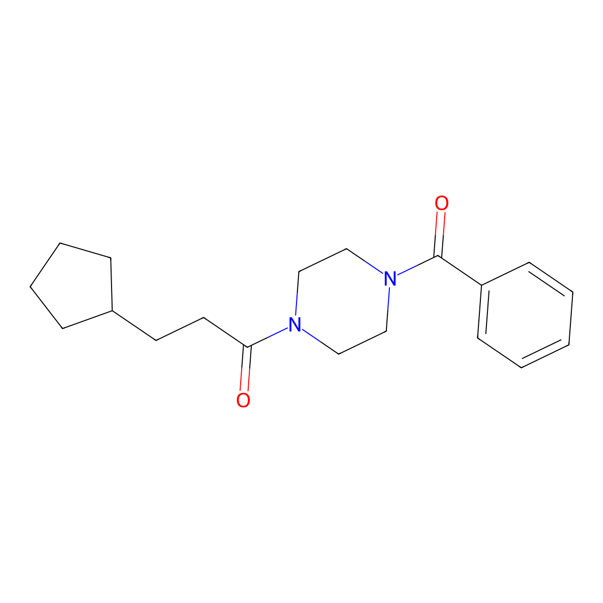 1-Benzoyl-4-(3-cyclopentylpropanoyl)piperazine molecular structure, CAS 356088-51-2