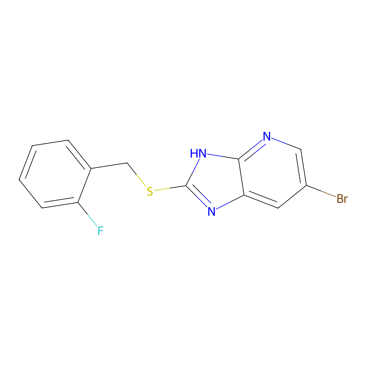 6-bromo-2-[(2-fluorophenyl)methylsulfanyl]-1H-imidazo[4,5-b]pyridine molecular structure, CAS 356088-73-8
