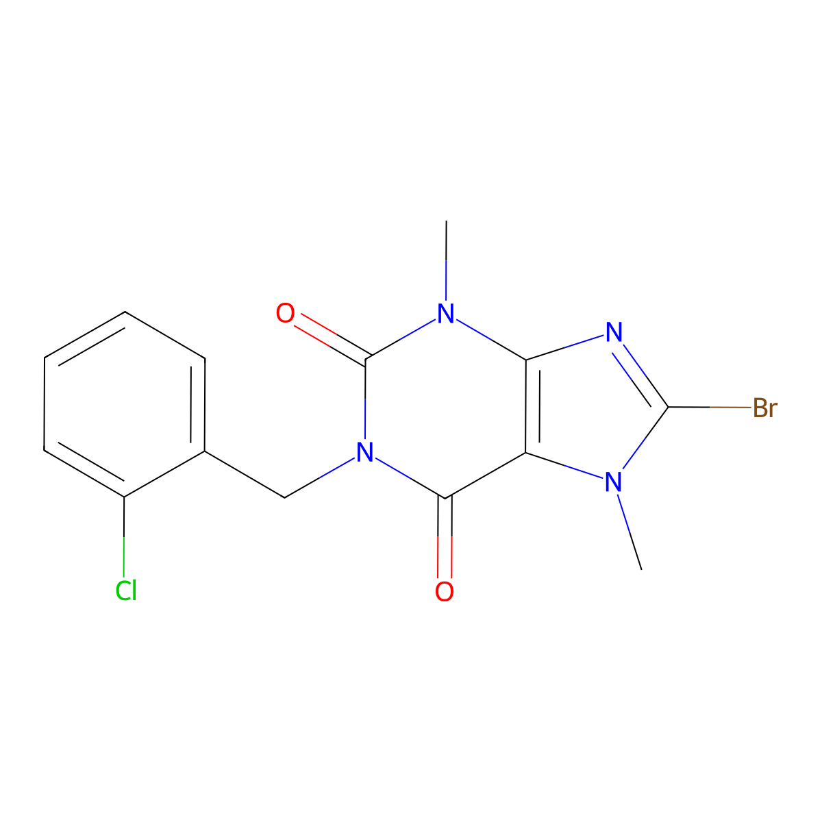 8-bromo-1-(2-chlorobenzyl)-3,7-dimethyl-1H-purine-2,6(3H,7H)-dione molecular structure, CAS 356088-77-2