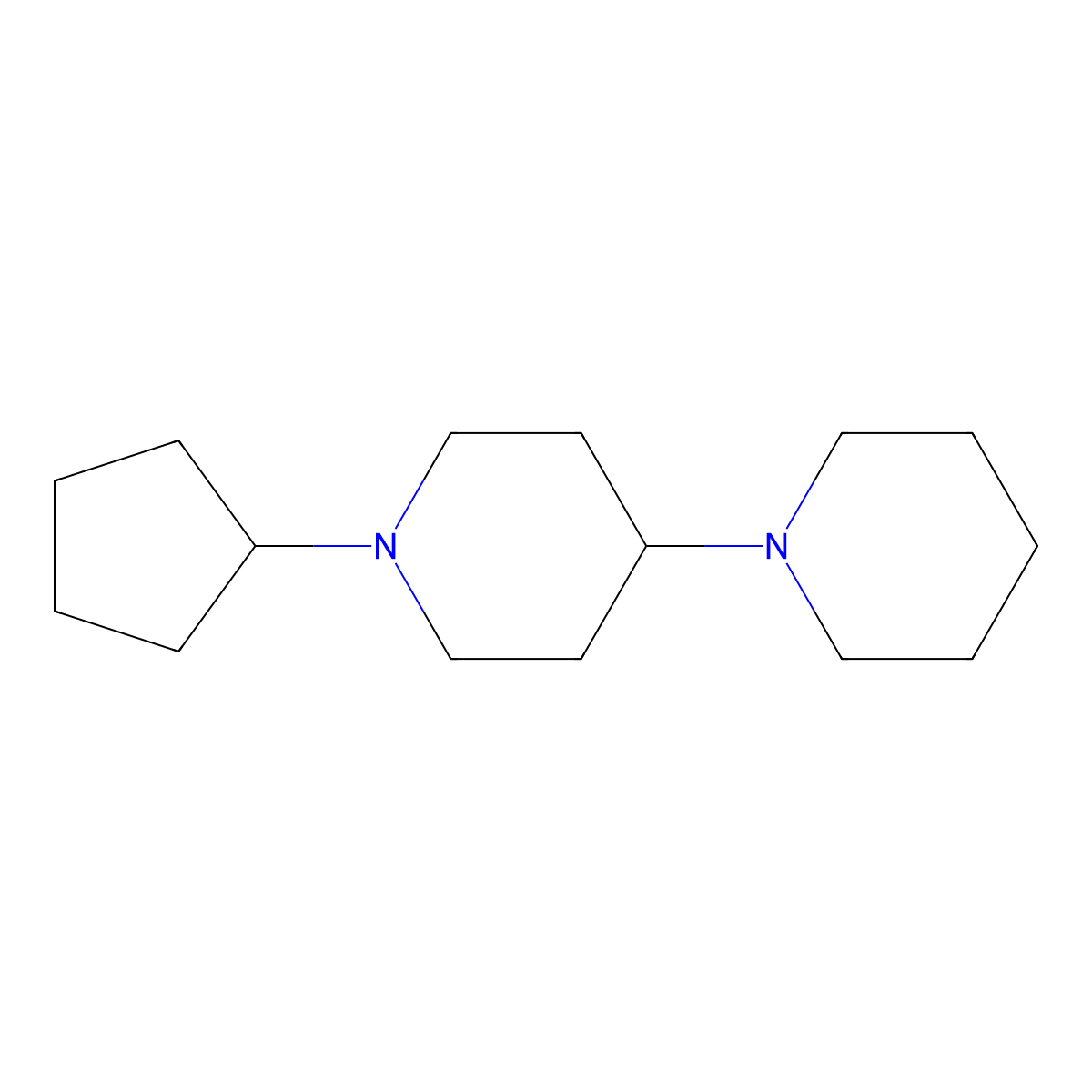 1-Cyclopentyl-4-piperidin-1-ylpiperidine molecular structure, CAS 356089-59-3