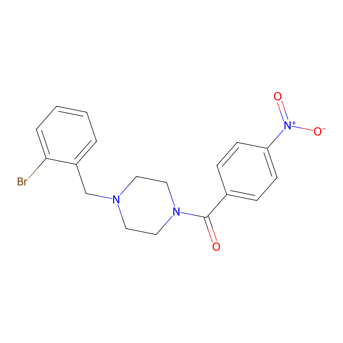 [4-[(2-Bromophenyl)methyl]piperazin-1-yl]-(4-nitrophenyl)methanone molecular structure, CAS 356090-01-2