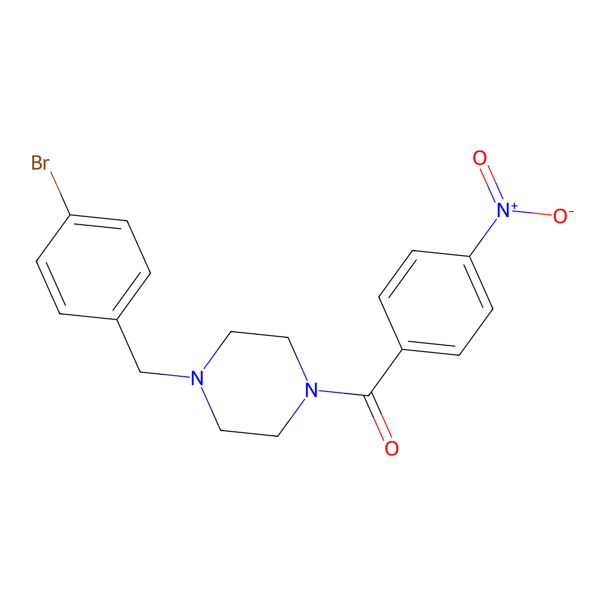 [4-[(4-Bromophenyl)methyl]piperazin-1-yl]-(4-nitrophenyl)methanone molecular structure, CAS 356090-09-0