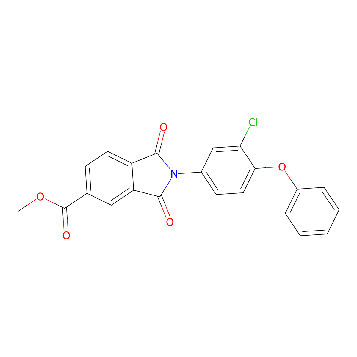 Methyl 2-(3-chloro-4-phenoxyphenyl)-1,3-dioxoisoindole-5-carboxylate molecular structure, CAS 356090-26-1