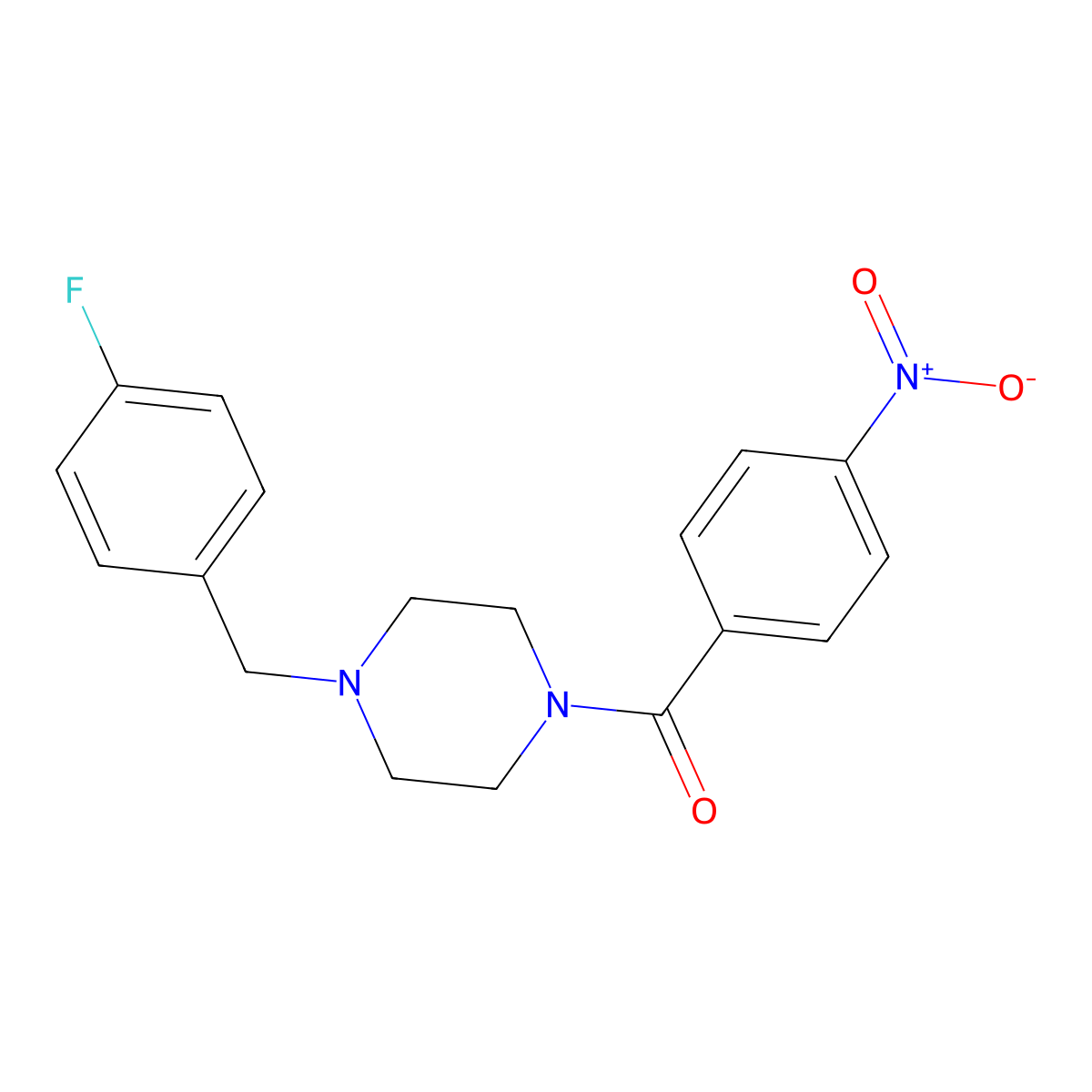 [4-[(4-Fluorophenyl)methyl]piperazin-1-yl]-(4-nitrophenyl)methanone molecular structure, CAS 356090-43-2