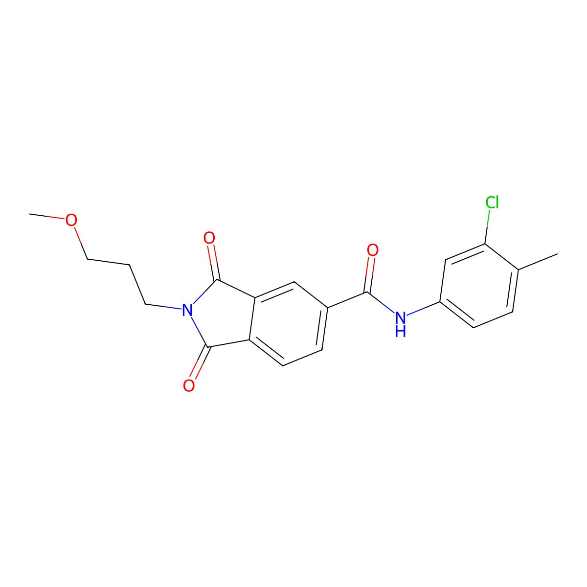 N-(3-chloro-4-methylphenyl)-2-(3-methoxypropyl)-1,3-dioxo-2,3-dihydro-1H-isoindole-5-carboxamide molecular structure, CAS 356090-88-5