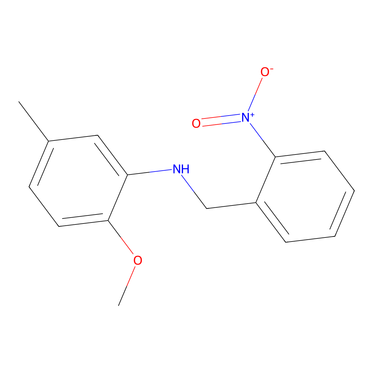 2-methoxy-5-methyl-N-(2-nitrobenzyl)aniline molecular structure, CAS 356091-34-4