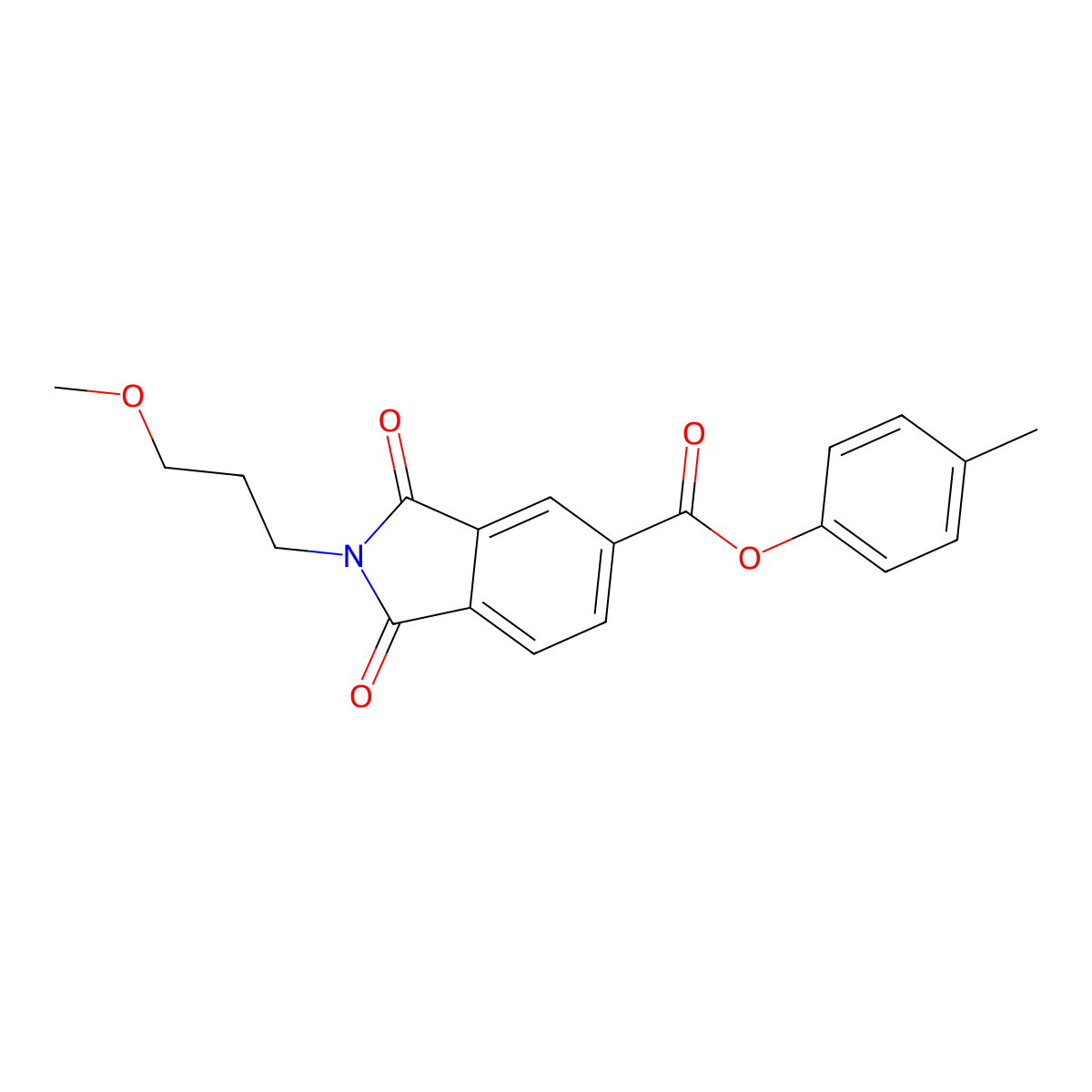 4-methylphenyl 2-(3-methoxypropyl)-1,3-dioxo-2,3-dihydro-1H-isoindole-5-carboxylate molecular structure, CAS 356091-47-9