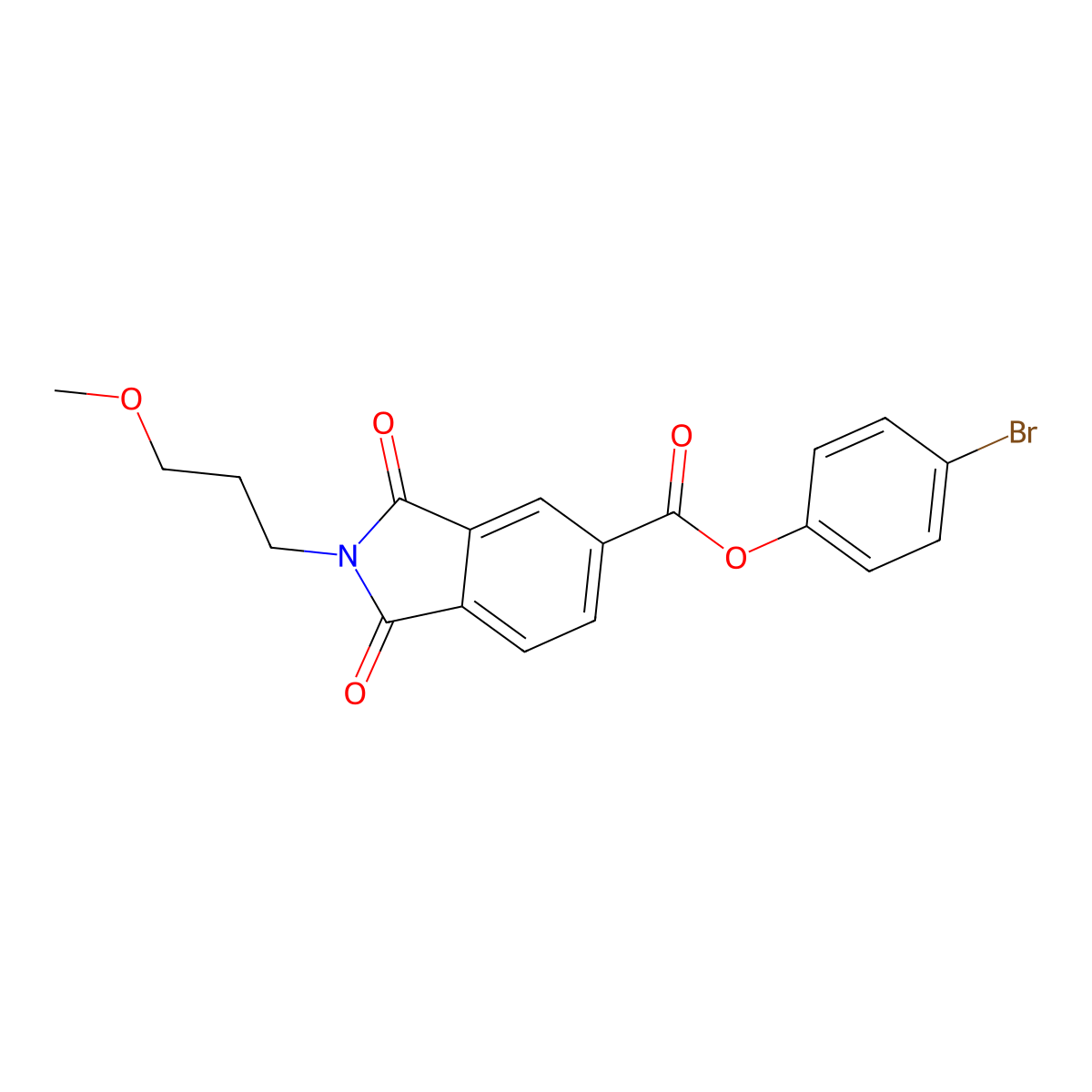 4-bromophenyl 2-(3-methoxypropyl)-1,3-dioxo-2,3-dihydro-1H-isoindole-5-carboxylate molecular structure, CAS 356091-55-9
