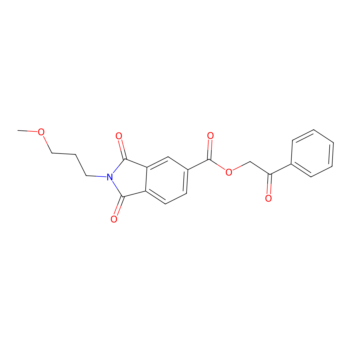 2-oxo-2-phenylethyl 2-(3-methoxypropyl)-1,3-dioxo-2,3-dihydro-1H-isoindole-5-carboxylate molecular structure, CAS 356091-90-2