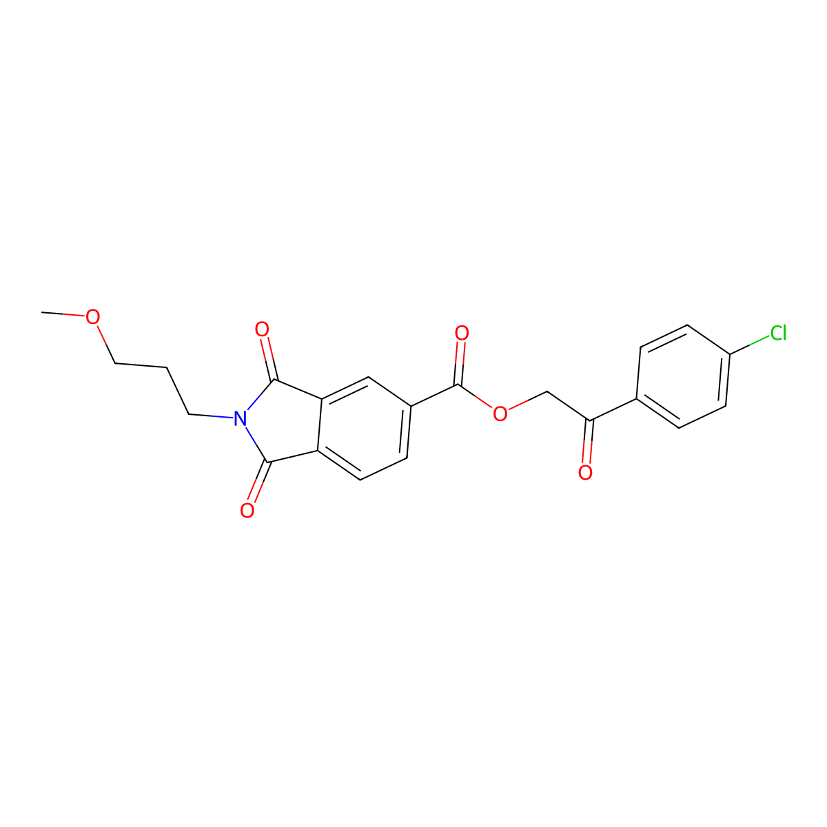 2-(4-chlorophenyl)-2-oxoethyl 2-(3-methoxypropyl)-1,3-dioxo-2,3-dihydro-1H-isoindole-5-carboxylate molecular structure, CAS 356091-98-0
