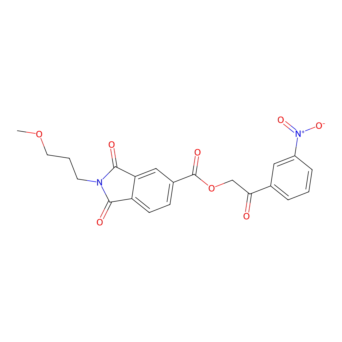 2-(3-nitrophenyl)-2-oxoethyl 2-(3-methoxypropyl)-1,3-dioxo-2,3-dihydro-1H-isoindole-5-carboxylate molecular structure, CAS 356092-09-6