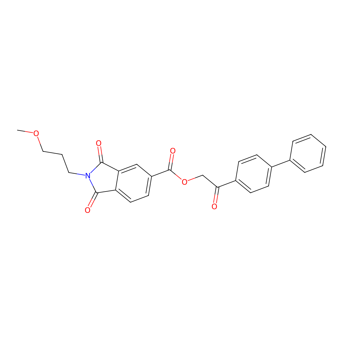 [2-Oxo-2-(4-phenylphenyl)ethyl] 2-(3-methoxypropyl)-1,3-dioxoisoindole-5-carboxylate molecular structure, CAS 356092-20-1