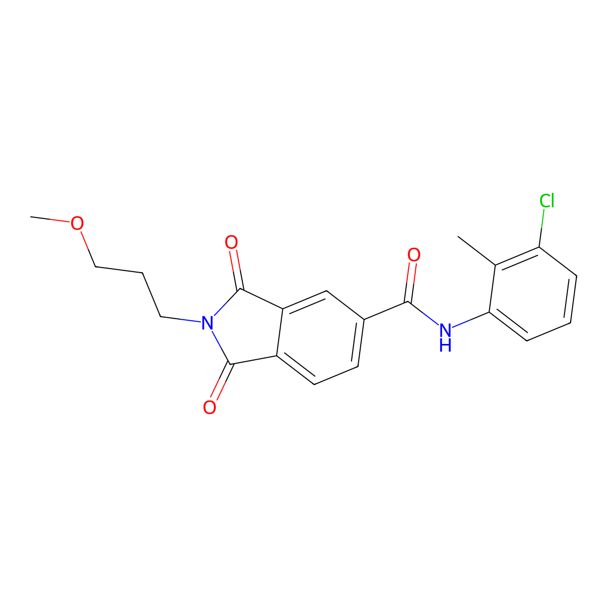 N-(3-chloro-2-methylphenyl)-2-(3-methoxypropyl)-1,3-dioxoisoindole-5-carboxamide molecular structure, CAS 356092-41-6