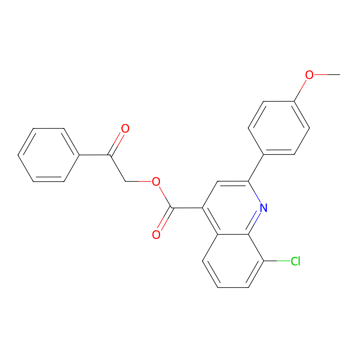 2-Oxo-2-phenylethyl 8-chloro-2-(4-methoxyphenyl)quinoline-4-carboxylate molecular structure, CAS 356092-57-4