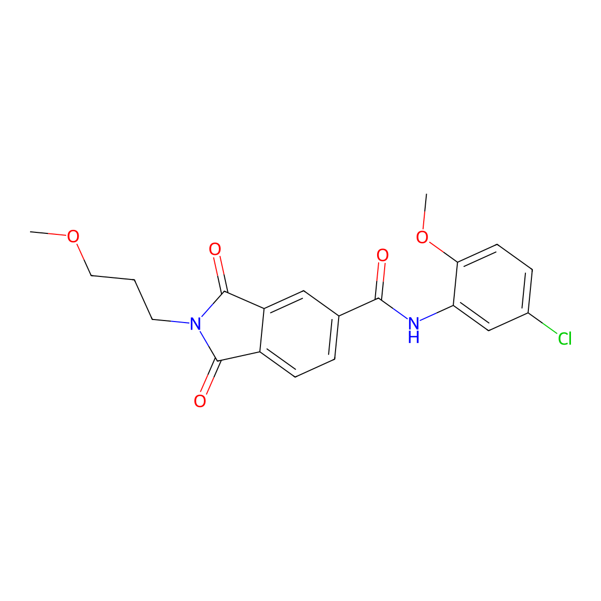 N-(5-chloro-2-methoxyphenyl)-2-(3-methoxypropyl)-1,3-dioxoisoindole-5-carboxamide molecular structure, CAS 356092-71-2