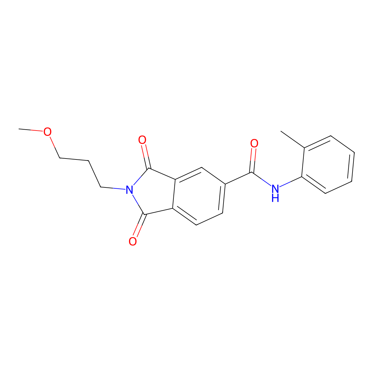 2-(3-methoxypropyl)-N-(2-methylphenyl)-1,3-dioxo-2,3-dihydro-1H-isoindole-5-carboxamide molecular structure, CAS 356092-75-6