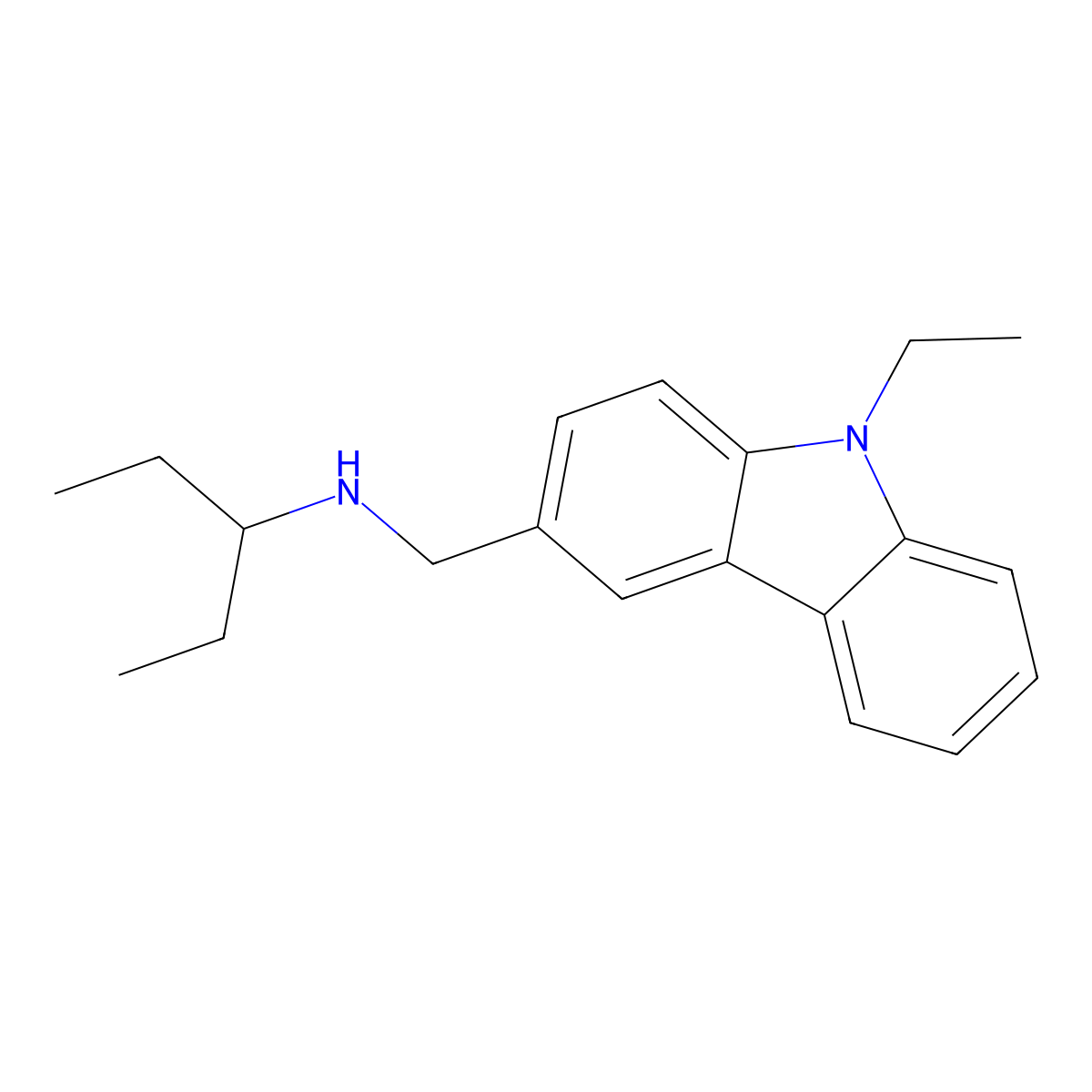 N-[(9-ethylcarbazol-3-yl)methyl]pentan-3-amine molecular structure, CAS 356092-86-9
