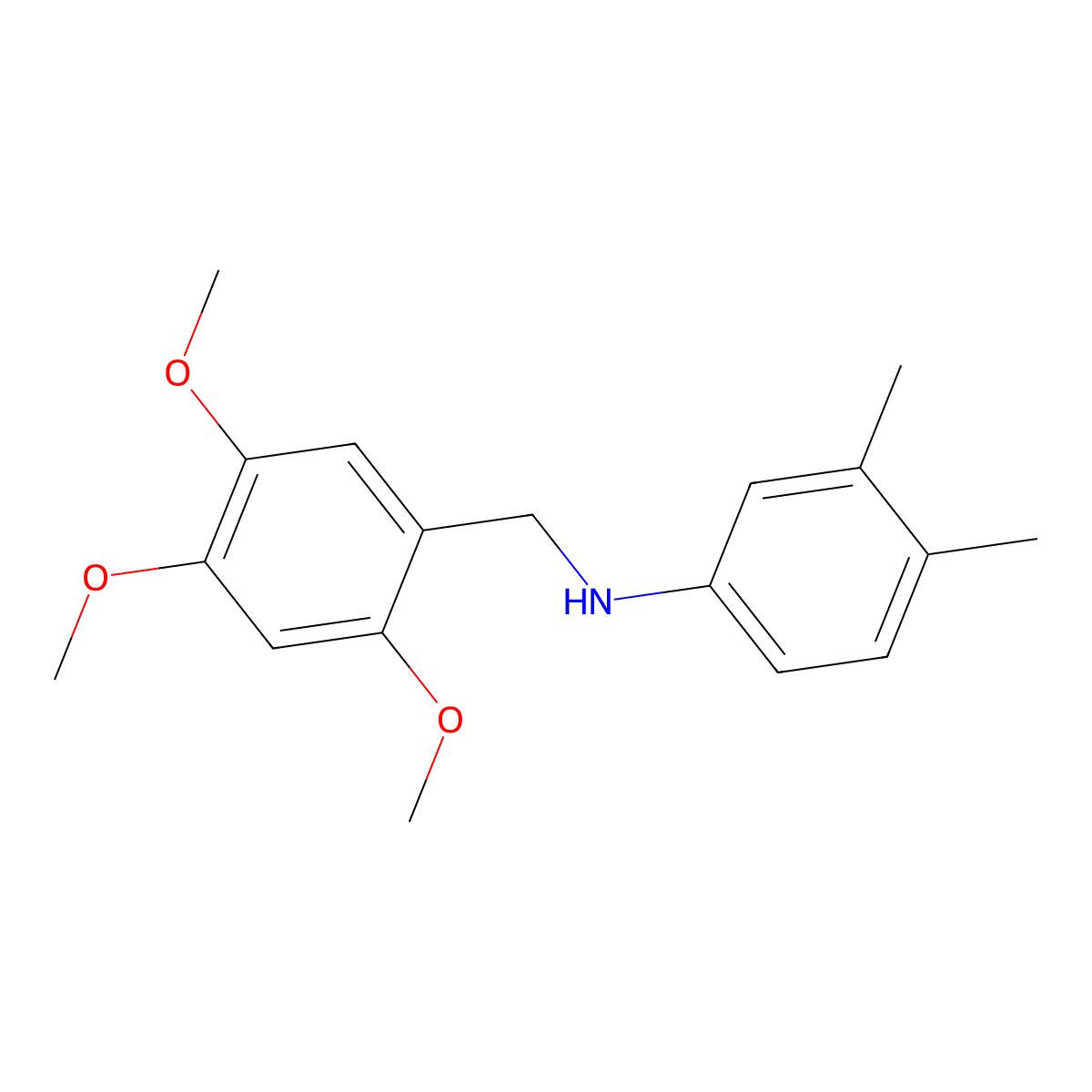 3,4-dimethyl-N-(2,4,5-trimethoxybenzyl)aniline molecular structure, CAS 356093-39-5