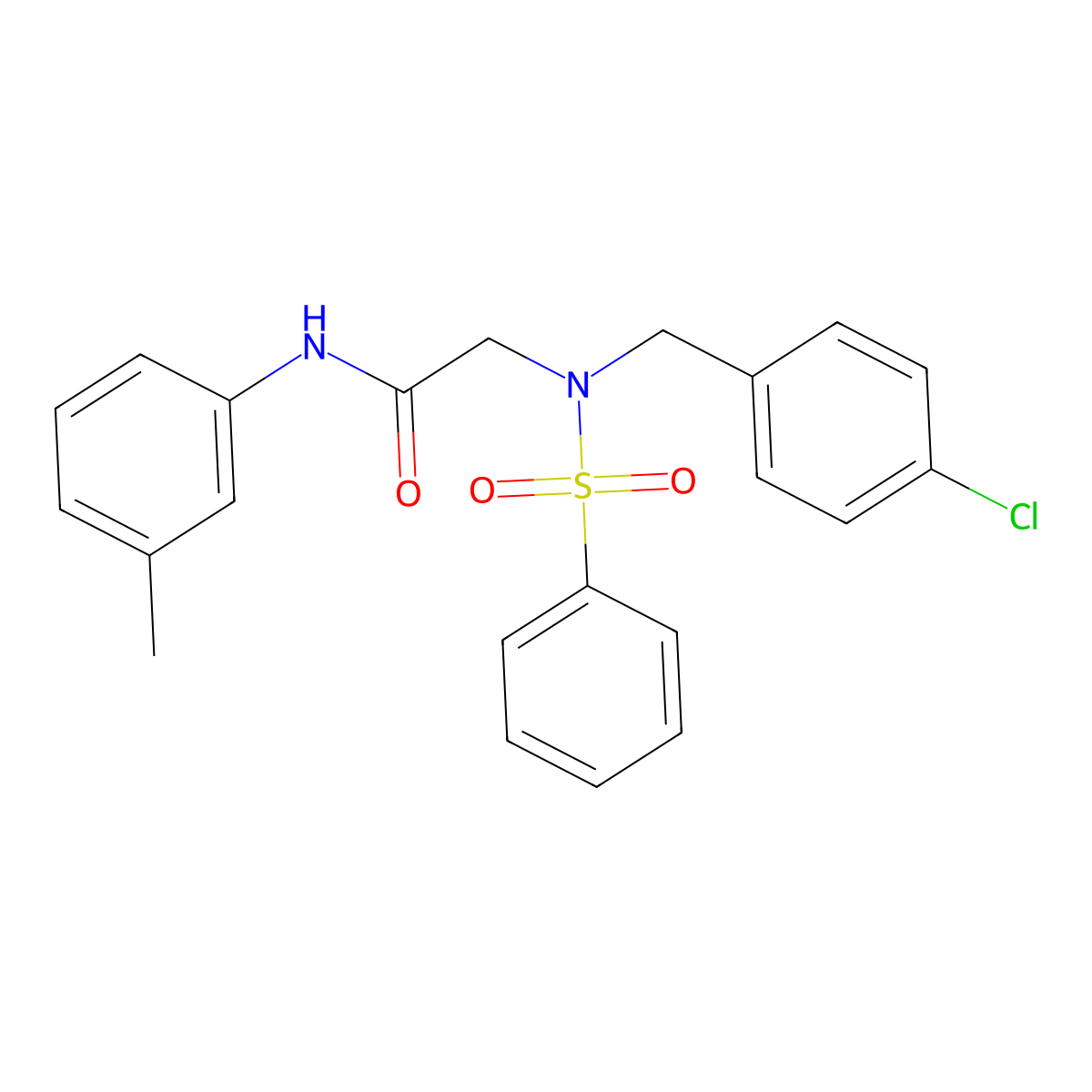 2-[benzenesulfonyl-[(4-chlorophenyl)methyl]amino]-N-(3-methylphenyl)acetamide molecular structure, CAS 356093-62-4
