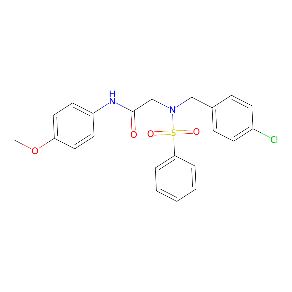 2-[benzenesulfonyl-[(4-chlorophenyl)methyl]amino]-N-(4-methoxyphenyl)acetamide molecular structure, CAS 356093-68-0