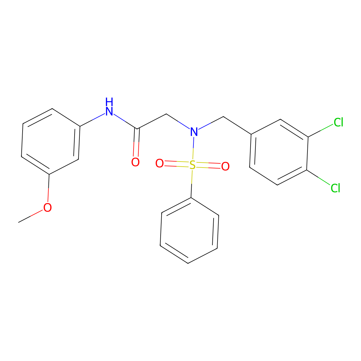 2-[benzenesulfonyl-[(3,4-dichlorophenyl)methyl]amino]-N-(3-methoxyphenyl)acetamide molecular structure, CAS 356093-76-0