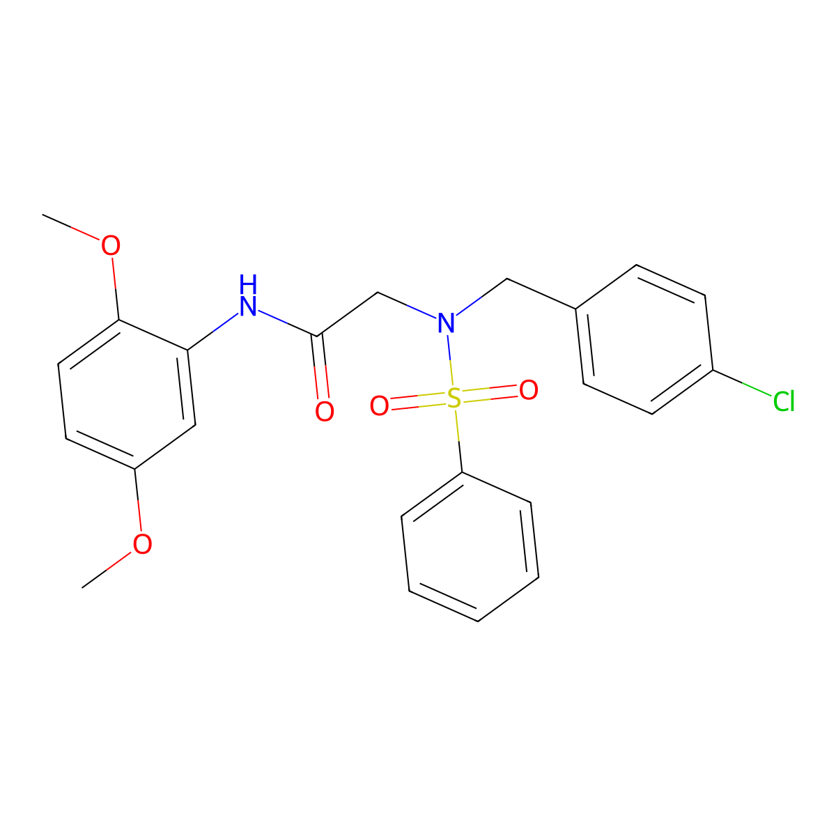2-[benzenesulfonyl-[(4-chlorophenyl)methyl]amino]-N-(2,5-dimethoxyphenyl)acetamide molecular structure, CAS 356093-87-3