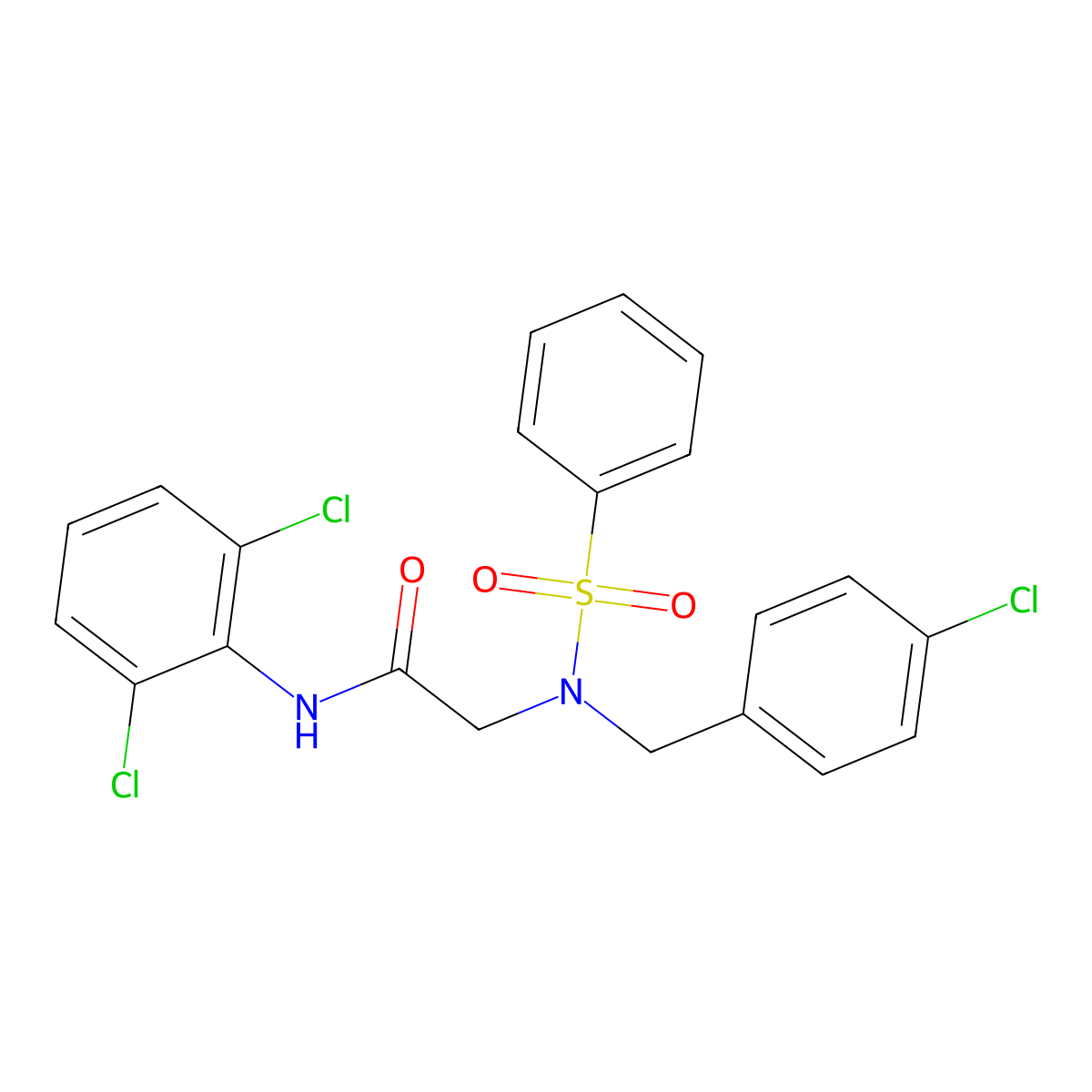 2-[benzenesulfonyl-[(4-chlorophenyl)methyl]amino]-N-(2,6-dichlorophenyl)acetamide molecular structure, CAS 356093-94-2