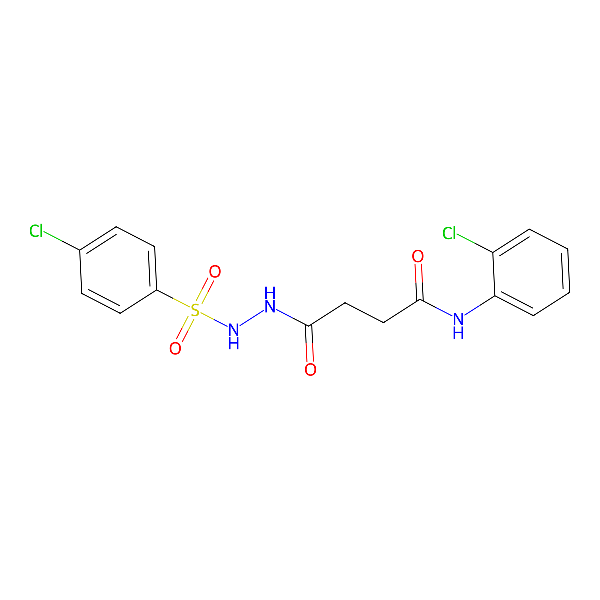 N-(2-chlorophenyl)-4-{2-[(4-chlorophenyl)sulfonyl]hydrazino}-4-oxobutanamide molecular structure, CAS 356094-03-6
