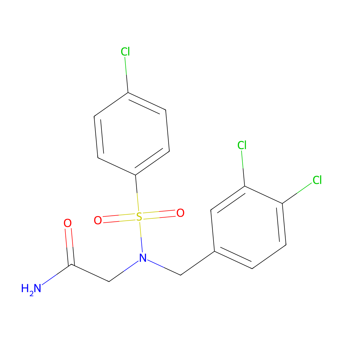 2-[(4-Chlorophenyl)sulfonyl-[(3,4-dichlorophenyl)methyl]amino]acetamide molecular structure, CAS 356094-04-7