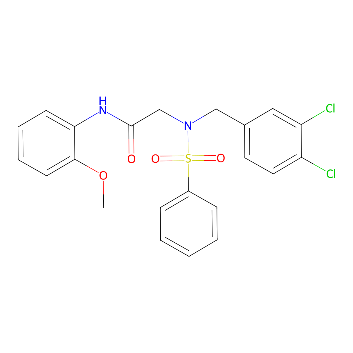 2-[benzenesulfonyl-[(3,4-dichlorophenyl)methyl]amino]-N-(2-methoxyphenyl)acetamide molecular structure, CAS 356094-09-2