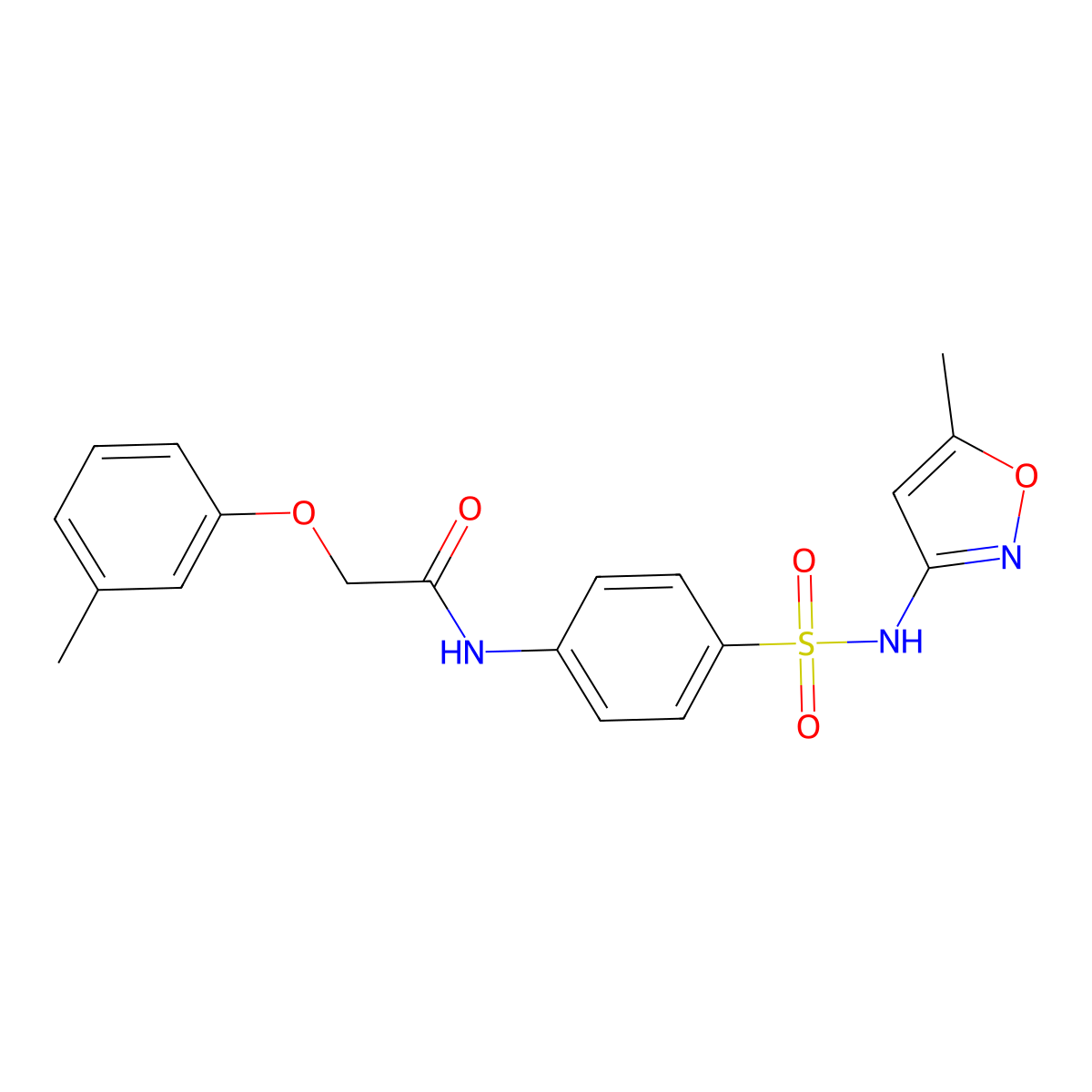N-(4-{[(5-methyl-3-isoxazolyl)amino]sulfonyl}phenyl)-2-(3-methylphenoxy)acetamide molecular structure, CAS 356094-17-2
