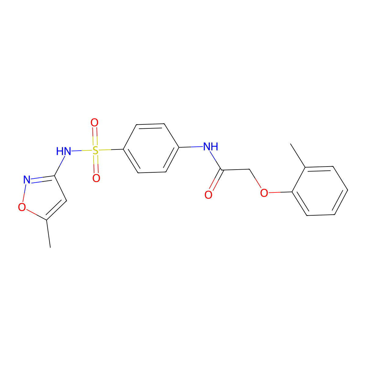 N-[4-[(5-methyl-1,2-oxazol-3-yl)sulfamoyl]phenyl]-2-(2-methylphenoxy)acetamide molecular structure, CAS 356094-20-7