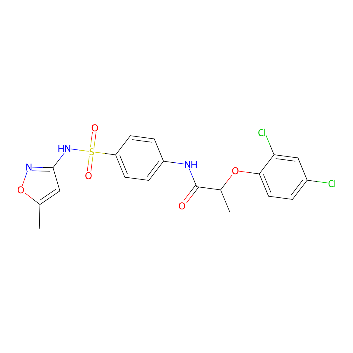 2-(2,4-dichlorophenoxy)-N-(4-{[(5-methyl-3-isoxazolyl)amino]sulfonyl}phenyl)propanamide molecular structure, CAS 356094-26-3