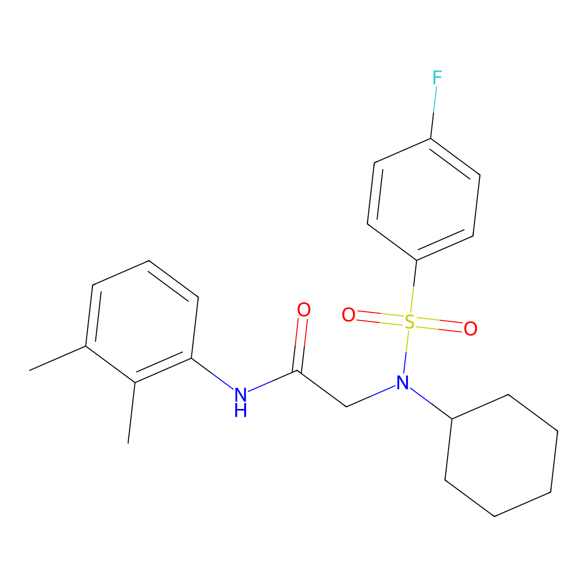 2-[cyclohexyl-(4-fluorophenyl)sulfonylamino]-N-(2,3-dimethylphenyl)acetamide molecular structure, CAS 356094-34-3