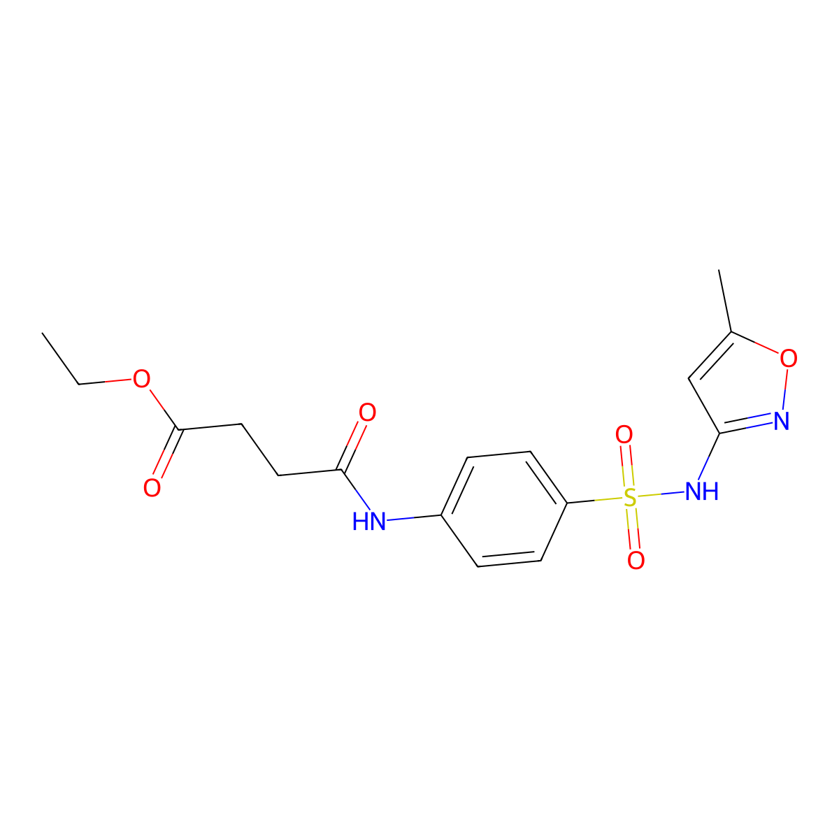 Ethyl 4-(4-{[(5-methyl-3-isoxazolyl)amino]sulfonyl}anilino)-4-oxobutanoate molecular structure, CAS 356094-35-4