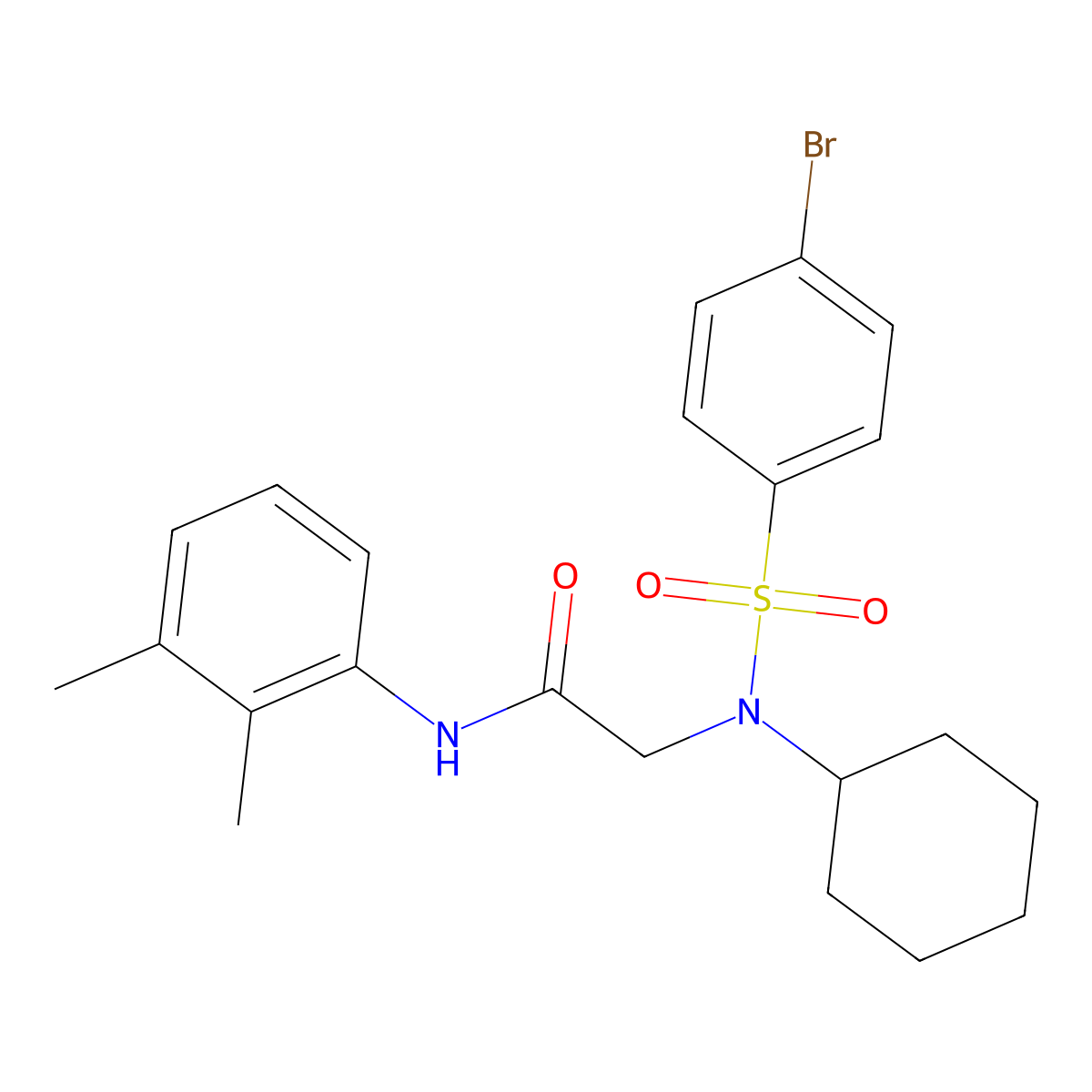2-(((4-Bromophenyl)sulfonyl)cyclohexylamino)-N-(2,3-dimethylphenyl)acetamide molecular structure, CAS 356094-37-6