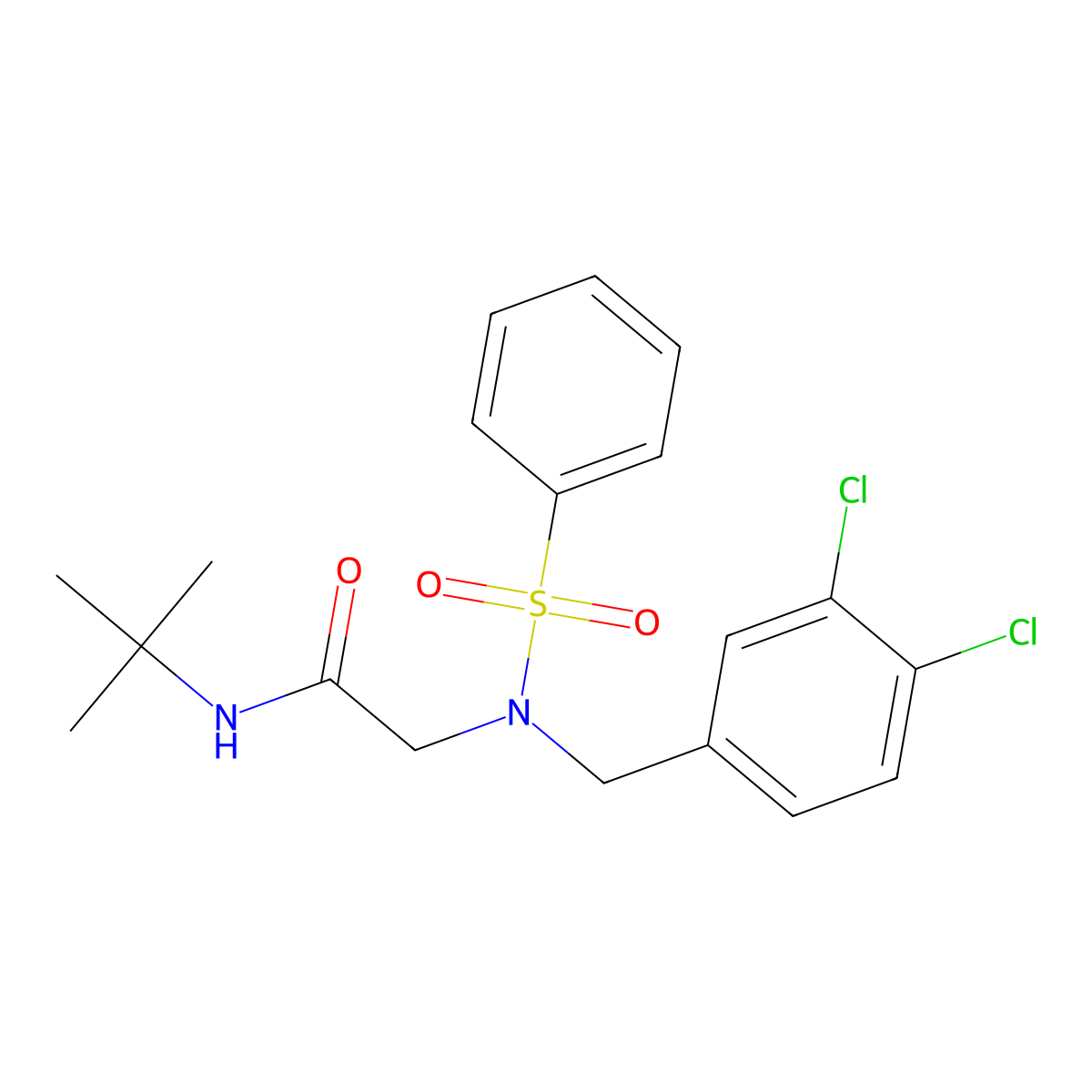 2-[benzenesulfonyl-[(3,4-dichlorophenyl)methyl]amino]-N-tert-butylacetamide molecular structure, CAS 356094-49-0