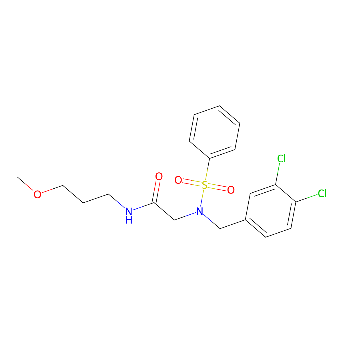 2-[benzenesulfonyl-[(3,4-dichlorophenyl)methyl]amino]-N-(3-methoxypropyl)acetamide molecular structure, CAS 356094-56-9
