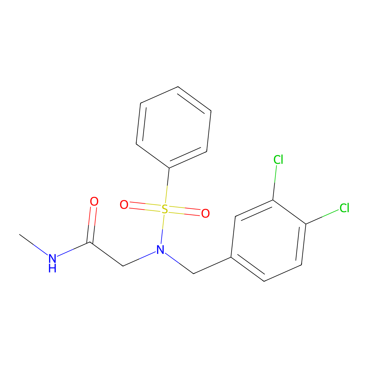 2-[benzenesulfonyl-[(3,4-dichlorophenyl)methyl]amino]-N-methylacetamide molecular structure, CAS 356094-59-2