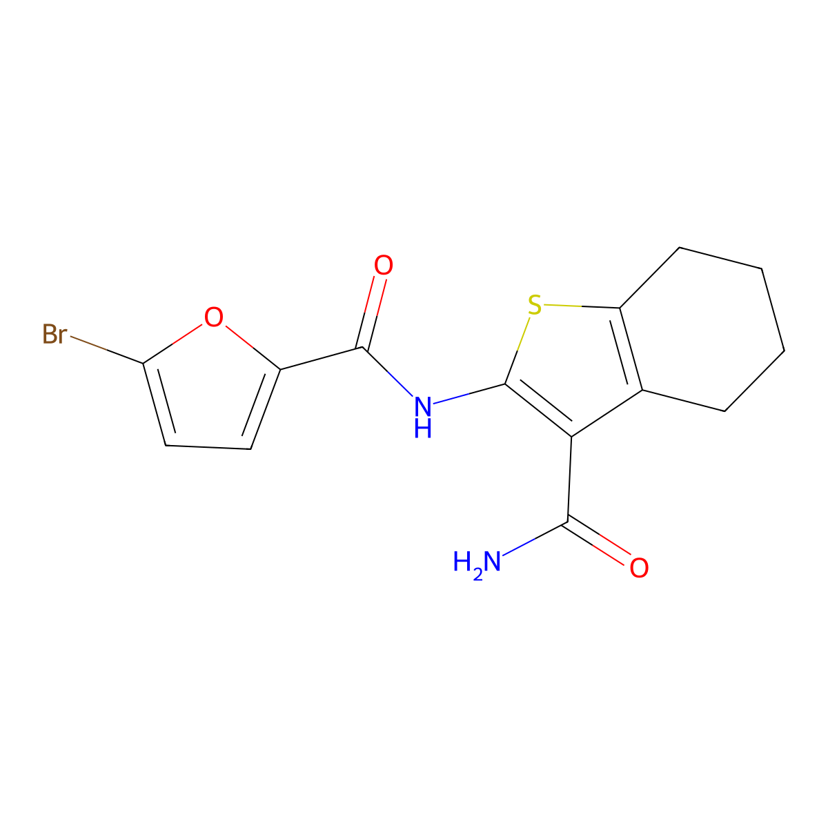5-bromo-N-(3-carbamoyl-4,5,6,7-tetrahydro-1-benzothiophen-2-yl)furan-2-carboxamide molecular structure, CAS 356094-60-5
