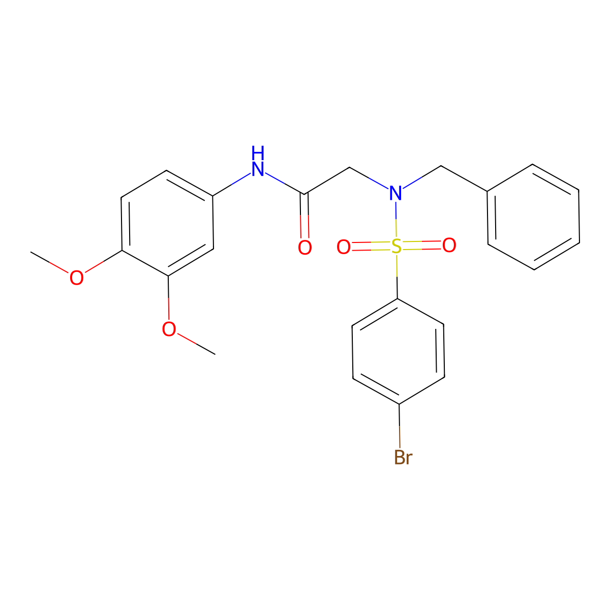2-[benzyl-(4-bromophenyl)sulfonylamino]-N-(3,4-dimethoxyphenyl)acetamide molecular structure, CAS 356094-67-2